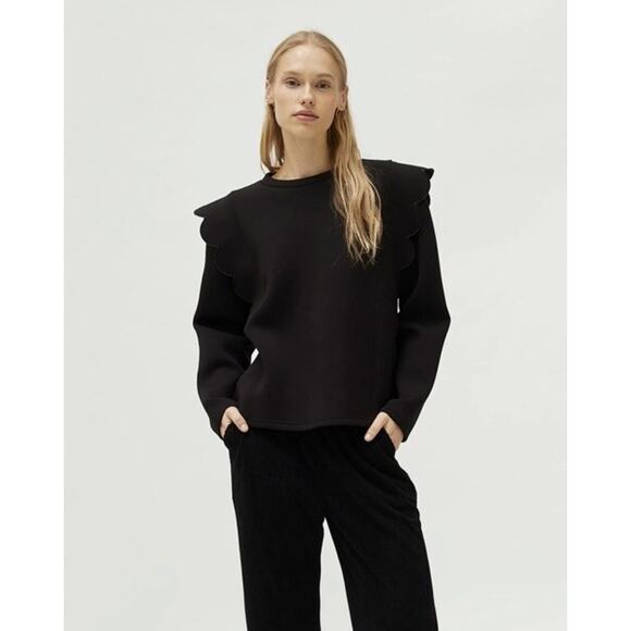 Compania Fantastica Statement‎ Black Waves Sweater Size Large Long Sleeves - Picture 1 of 9